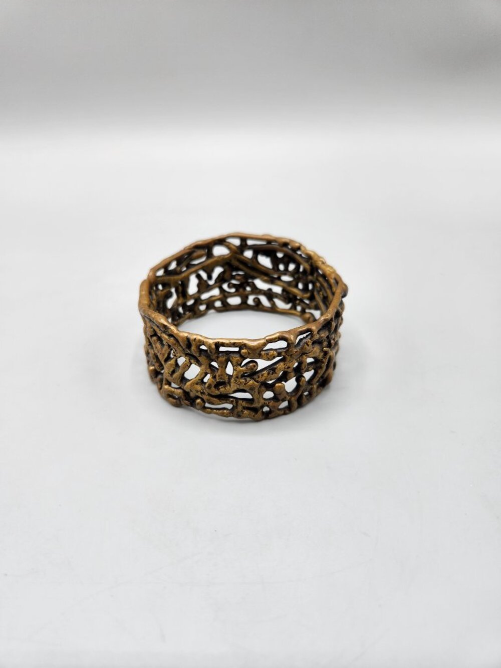Brutalist Metal Wide Cuff Bangle Bracelet Bronze or Brass - Picture 4 of 8